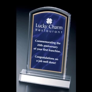 Blank. Clear Acrylic Economy Marble Print Award In Gold With Purple Marble Print