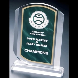 Executive Series - Blank Goods. Clear Acrylic Green Marble Print Award, 6" X 8" X 3/4"