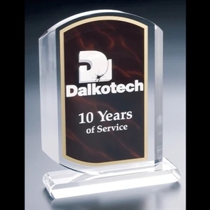Executive Series - Blank Goods. Clear Acrylic Red Marble Print Award, 6" X 8" X 3/4"