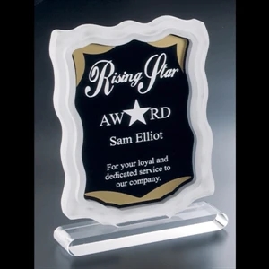 Sub Zero Series - Blank. Clear Acrylic Award With Sandblasted Sides, Gold Accents, Black Background