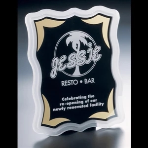 Sub Zero Series - Blank Goods. Clear Acrylic Wall Plaque With Gold Accents And Polished Base