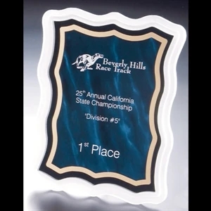 Sub Zero Series - Blank. Acrylic Plaque Award With Sandblasted Edge And Blue Marbled Background