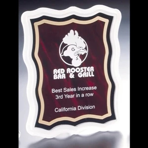 Sub Zero Series - Blank. Acrylic Plaque Award With Sandblasted Edge And Red Marbled Background