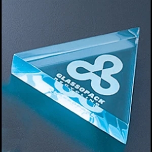 Executive Series - Blank Goods. Acrylic Triangular Paperweight, 3 1/2" X 3 1/2" X 3/4"