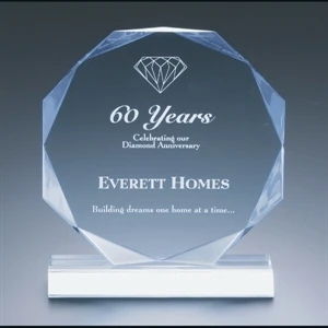 Executive Series - Blank Goods. Clear Acrylic Multi-faceted Octagon Shape Award, 6"dia. X 3/4"