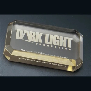 Executive Series - Blank Goods. Acrylic Rectangular Paperweight With Cut Corners And Bevel On Top