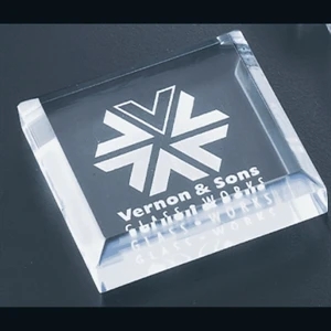 Executive Series - Blank Goods. Acrylic Square Paperweight With Bevel On Top, 3" X 3" X 3/4"