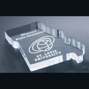 Executive Series - Acrylic Paperweight Shaped As State Of Missouri, 4 3/4" X 4 1/2" X 3/4"