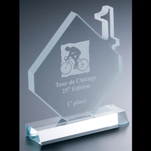 Executive Series - Blank Goods. Acrylic Number One Executive Diamond Award With Angled Front Base