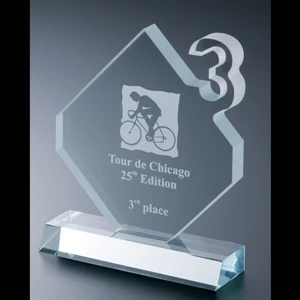 Executive Series - Blank Goods. Acrylic Number Three Executive Diamond Award With Angled Front Base