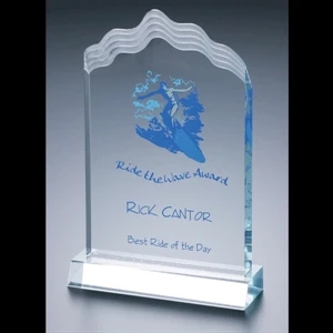 Executive Series - Blank Goods. Acrylic Executive Award With Frosted Waves At Top, 5" X 7 3/4" X 3/4"