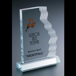 Executive Series - Blank Goods. Acrylic Executive Vertical Waterfall Award With Frosted Waves At Right