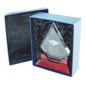 Prestige - Diamond 8-1/2" Award - Glass Award, 3/8-inch Thick, On A Rosewood Piano Finish Base