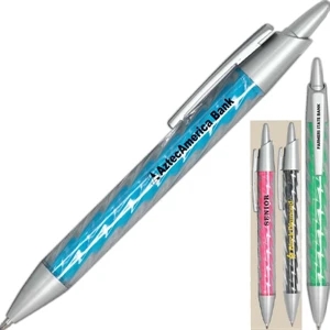 Aurora - Fun Spiral Designed Barrel Medium Point Pen With Matte Silver Accents
