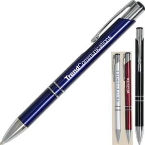 Troy - Ballpoint Pen With Metallic Barrel And Chrome Accents And Black Ink
