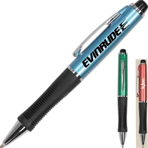 Neptune - Metallic Barrel Ballpoint Pen With Ergonomic Black Gripper And Chrome Accents