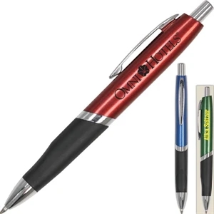 Orion - Metallic Colored Ballpoint Pen With Chrome Accents And Tapered Rubber Grip