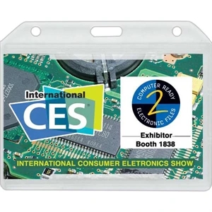 Plastic Dual Side Id Holder With Horizontal Load. Insert Size: 3 3/8" X 2 1/8"
