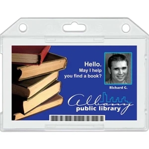 Plastic Single Card Id Holder With Horizontal Load. Insert Size: 3 3/8" X 2 1/8"