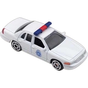 Car With 3 Day Rush Service - Die Cast White Police Car Replica, Scale Size 1:64