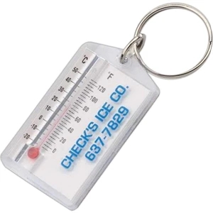 Handi Zip - Clear Molded Plastic Thermometer Features An Easy Read Scale And Key Ring