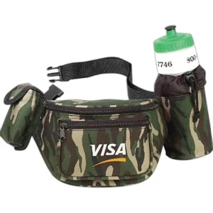Camouflage - Polyester 600 Denier Fanny Pack With Bottle Holder And Cellular Phone Pouch