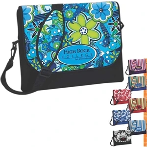 P.k. Reese (tm) - Standard Size Messenger Bag-style Laptop Sleeve With Blue Medley Design On Flap