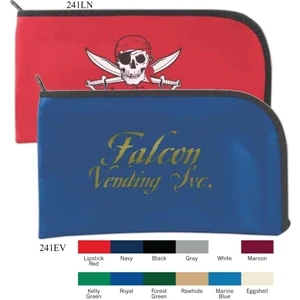 Curved Zipper Bank Bag With Zipper Closure, Laminated Nylon, 10 1/2" X 5 1/2"