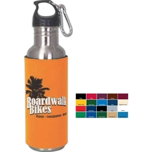 Eco Coolie (tm) - Eco-foam Sleeve Over A Stainless Steel 750 Ml Sports Bottle With Carabiner Clip