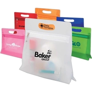 Cassius - Translucent Zip Pouch With Carry Handle And 2 3/4" Gusseted Bottom