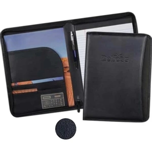 Metrotek - Simulated Leather Padfolio With A Zipper Closure And A Pen Loop