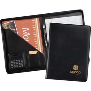 Milan - Desk Folder, Zippered With Calculator And Large Interior Folder
