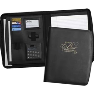 Wexford - Ultrahyde Premium Simulated Leather Zipper Pad Folder With Calculator