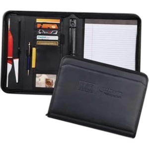 Tuscany Zippered Ringfolio - Black Ringfolio With Removable Rings And A Organizer Folder
