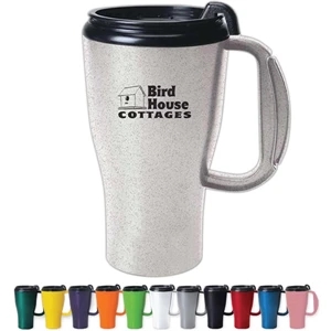 Omega - Mug With Slider Lid, Double Wall Plastic Insulated With 4 Finger Ergonomic Handle