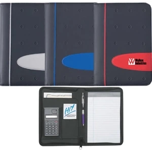 Eclipse - Zippered Portfolio With Calculator, Includes 30 Page Writing Pad