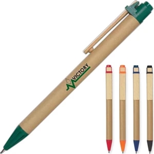 Hitgreen (tm) - Eco-friendly Pen With Recycled Paper Barrel And Wooden Clip