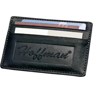 Black Genuine Top Grain Leather Card Wallet With Two Pockets And Slim Design