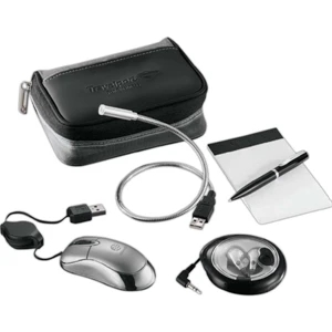 Airline Travel Technology Set With A Case, Mini Wired Mouse, Jotter Pad And More
