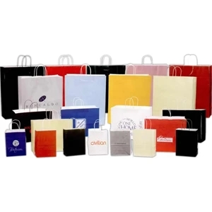 Orders 1000 And Over - High Gloss Metallic Silver Paper Shopping Bag. 8" X 4 3/4" X 10"
