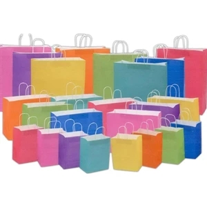 Premium Color Matte Tints On White Kraft Paper Shopping Bag. 16" X 6" X 12"