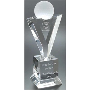 Oxford Windsor Collection - Large Oxford Trophy - Golf Trophy Award With Affixed Golf Ball