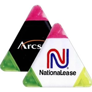 Chisel-tip, Tri-highlighters In Yellow, Pink And Green. Transparent Caps
