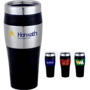 Cayman - Stainless Steel 16 Oz. Travel Tumbler With Plastic Liner And Screw On Lid