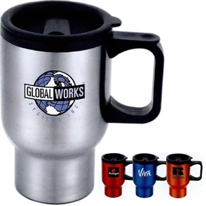 Laguna - Stainless Steel Travel Mug With A Black Plastic Liner And A Slide Opening Lid
