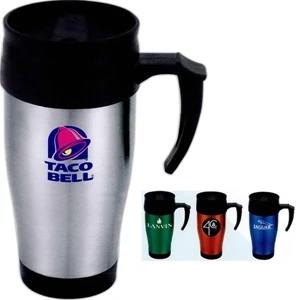 Sanibel - Insulated Travel Mug With Stainless Steel Outer Wall And Black Plastic Liner
