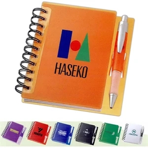 The Times - Spiral Notebook With Plastic Cover And Pen Clip. Includes Pen In Matching Color