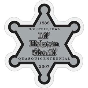 Law Star - White Lightweight Plastic Badge With Safety Pin Or Magnet Backing
