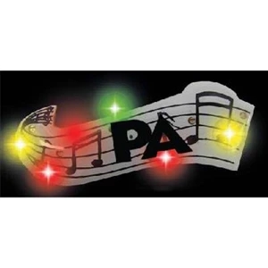 Music Score Stock Shape Flashing Led Button With Tie-tac Butterfly Clip Backing