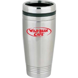 Portola - 16 Oz Stainless Steel Travel Tumbler. Self Striped On Base. Spill-proof Lid